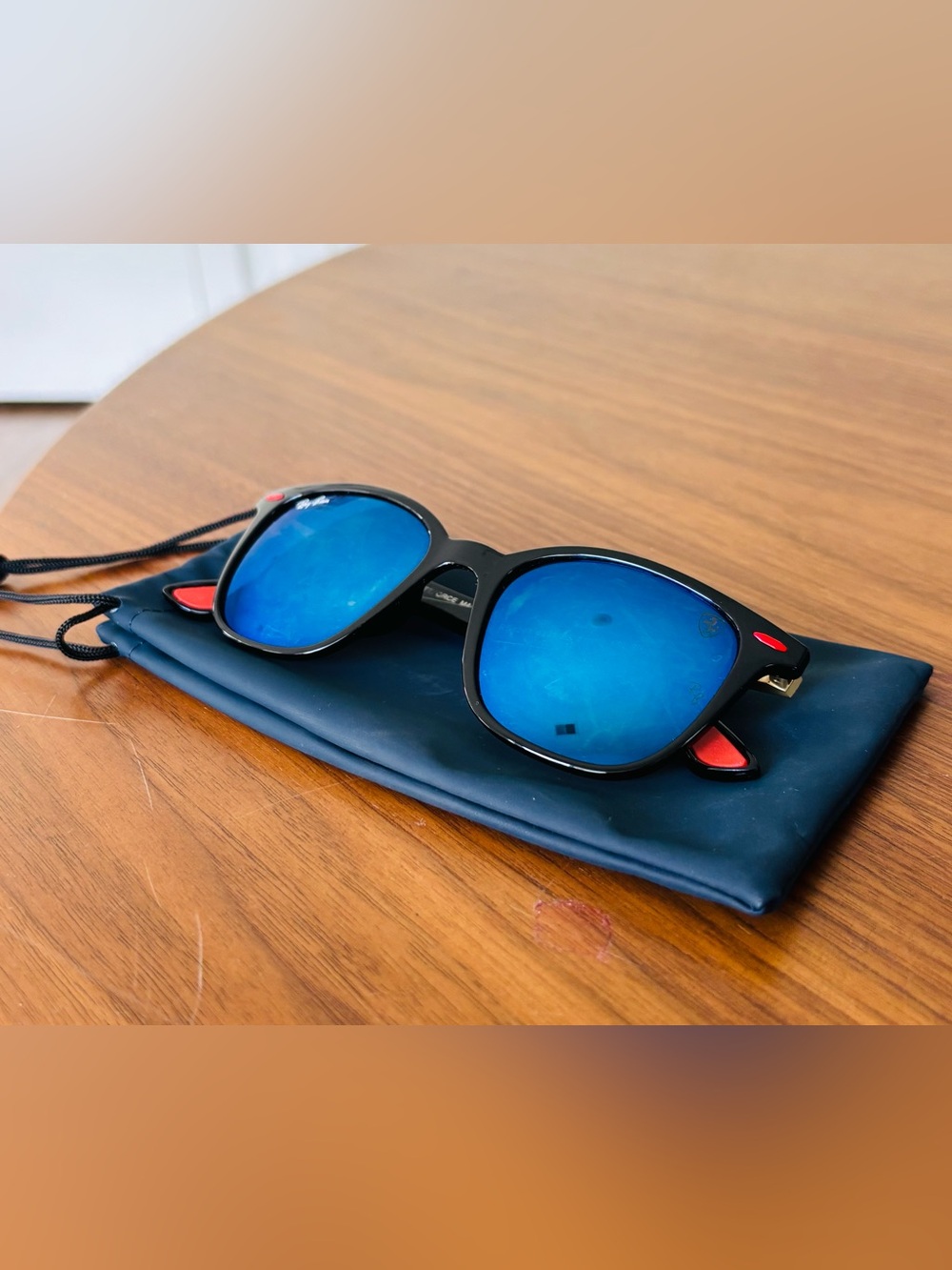 Ray-Ban x Scuderia Ferrari Black Frame, Blue Lens Sunglasses made in Italy